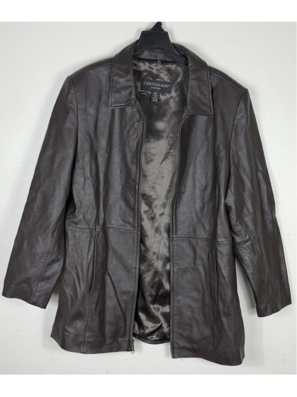 Centigrade Womens 100% Leather Jacket Sz Large Brown